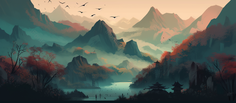 树林山峰山脉山水国画背景图,插画/手绘图,插画/手绘图库,插画/手绘图下载,插画/手绘